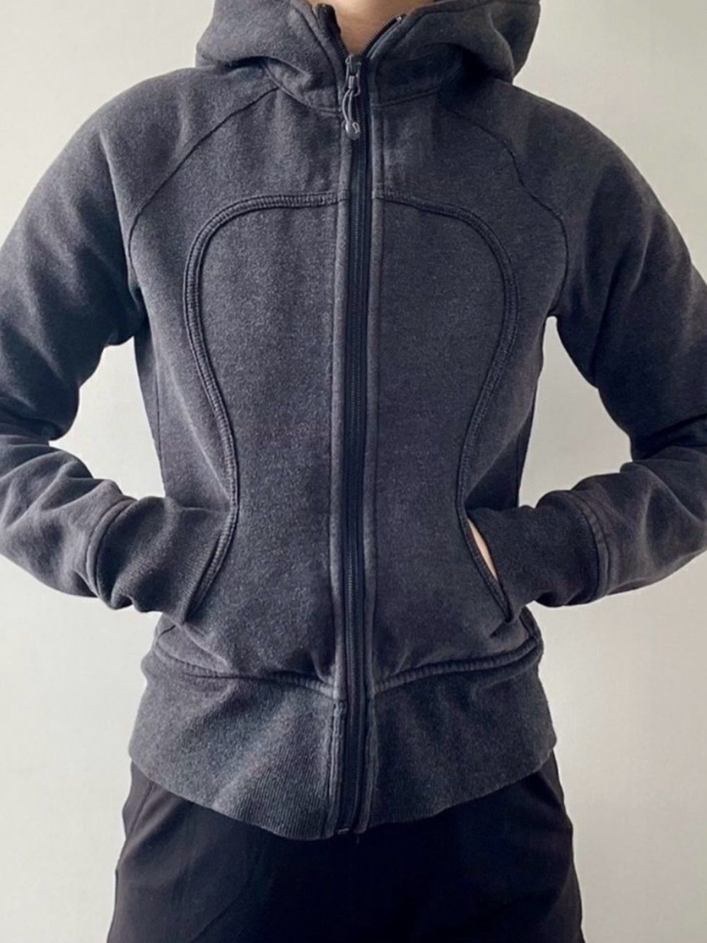 Lululemon Charcoal Zip-Up Hooded Scuba Jacket Sweatshirt 6